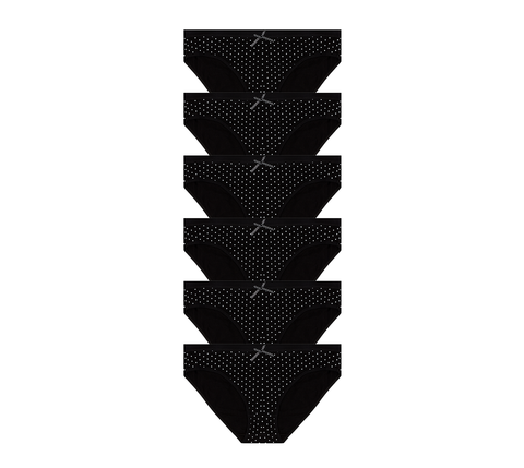 Nabtos Women's Cotton Underwear Bikini Polka Dot Black Panties (Pack of 6)