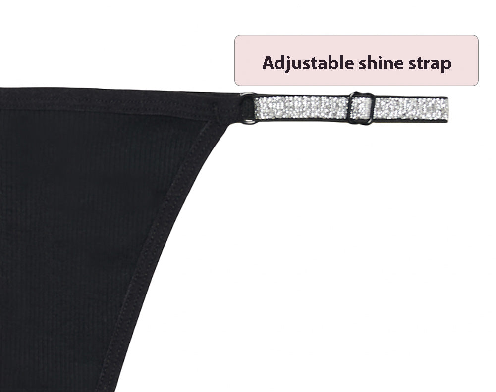 Nabtos Women Cotton Thongs Adjustable Strap Underwear Panties (Pack of 6)