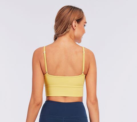 Women's Nabtos® Performance Activewear Yoga Sports Adjustable Spaghetti Straps Padded Bra-Yellow